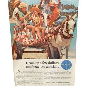 Vintage 1965 Pan Am Drum Up a Few Dollars Ad Advertisement